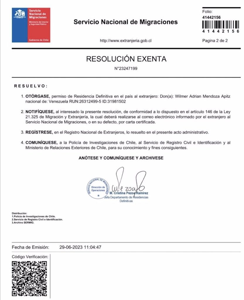 Resolución Residencia Definitiva