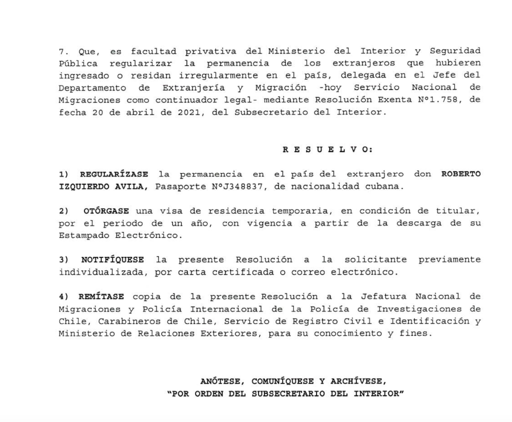 Regularización de extranjero en Chile