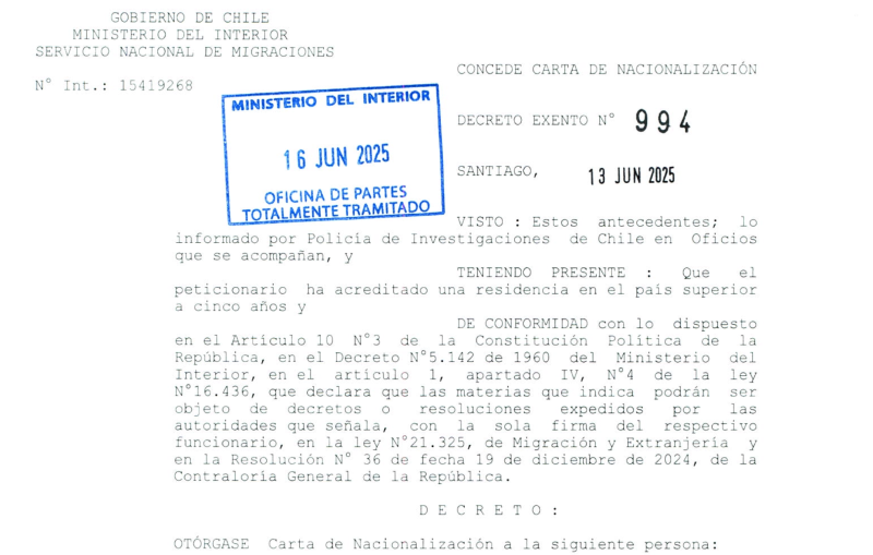 Carta de Nacionalización