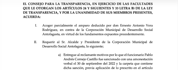 Decisión del Consejo para la Transparencia